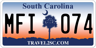 SC license plate MFI074