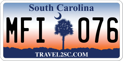 SC license plate MFI076