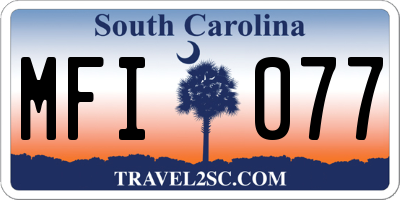 SC license plate MFI077