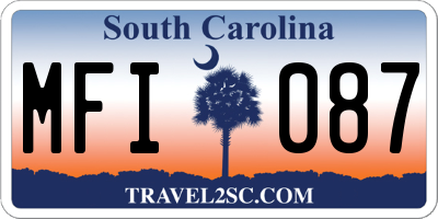 SC license plate MFI087