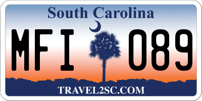 SC license plate MFI089