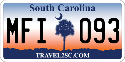 SC license plate MFI093