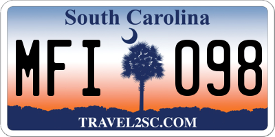 SC license plate MFI098
