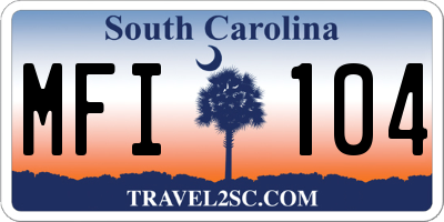 SC license plate MFI104