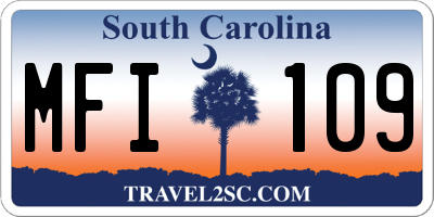 SC license plate MFI109