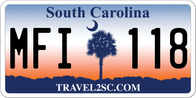 SC license plate MFI118