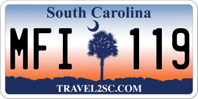 SC license plate MFI119