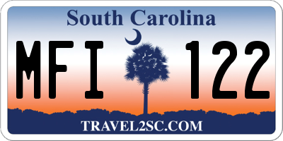SC license plate MFI122