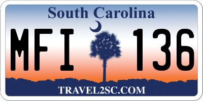 SC license plate MFI136