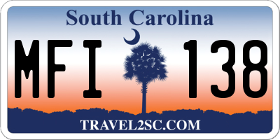 SC license plate MFI138