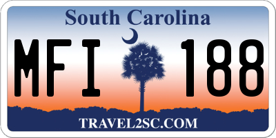 SC license plate MFI188