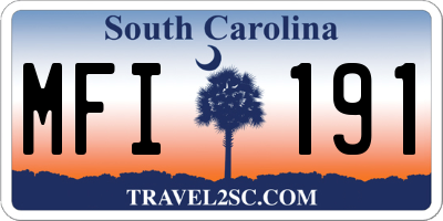 SC license plate MFI191
