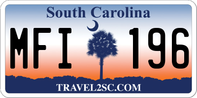 SC license plate MFI196