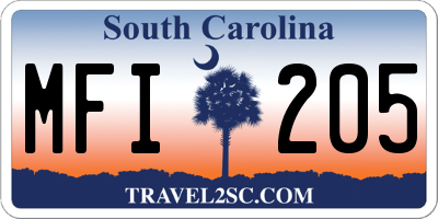 SC license plate MFI205