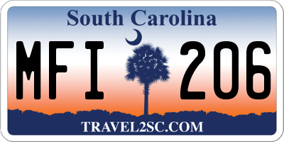 SC license plate MFI206
