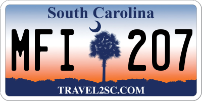 SC license plate MFI207