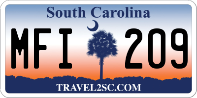 SC license plate MFI209