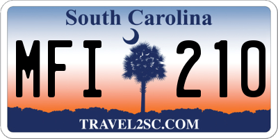 SC license plate MFI210