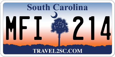 SC license plate MFI214