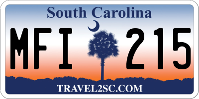 SC license plate MFI215
