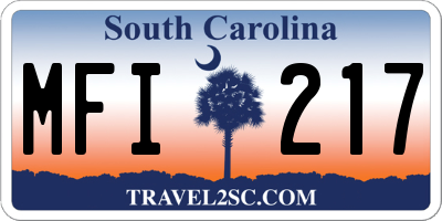 SC license plate MFI217