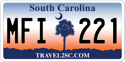 SC license plate MFI221