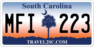 SC license plate MFI223