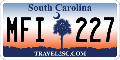 SC license plate MFI227