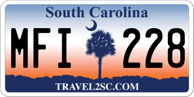 SC license plate MFI228