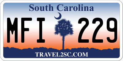 SC license plate MFI229