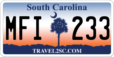 SC license plate MFI233