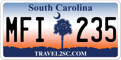SC license plate MFI235