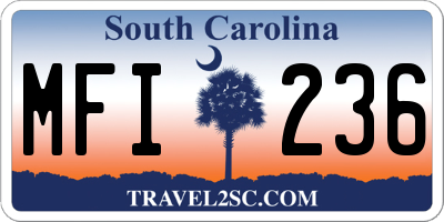 SC license plate MFI236
