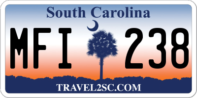 SC license plate MFI238