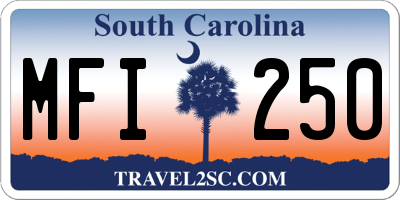 SC license plate MFI250
