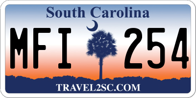 SC license plate MFI254