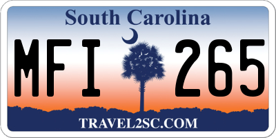 SC license plate MFI265
