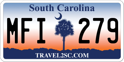 SC license plate MFI279