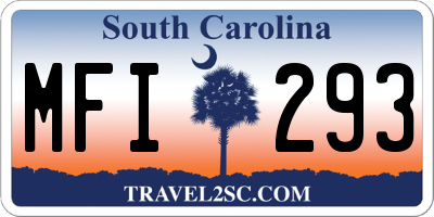 SC license plate MFI293
