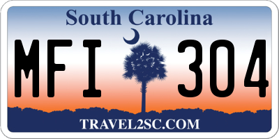SC license plate MFI304