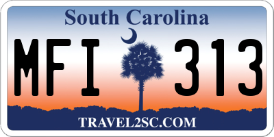 SC license plate MFI313