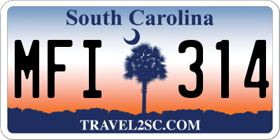 SC license plate MFI314