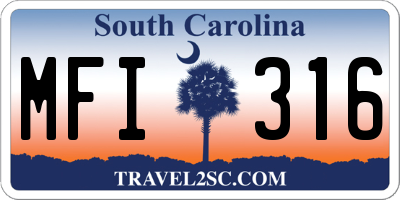 SC license plate MFI316