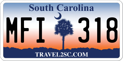 SC license plate MFI318
