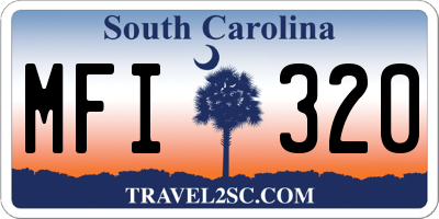 SC license plate MFI320