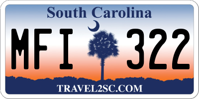 SC license plate MFI322
