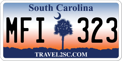 SC license plate MFI323