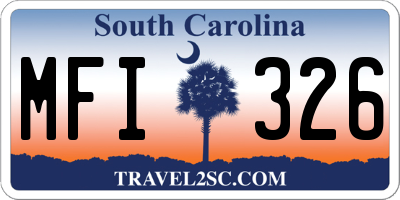 SC license plate MFI326
