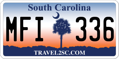 SC license plate MFI336