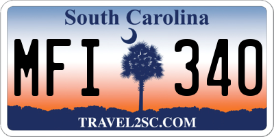 SC license plate MFI340